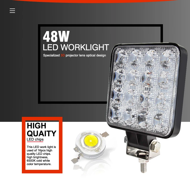 

OKEEN 10pcs 4 inch 48w Offroad LED Work Light Spotlight Flood Spot Beam Drive Lamp for Truck Tractor JEEP 4x4 Car 4WD SUV ATV