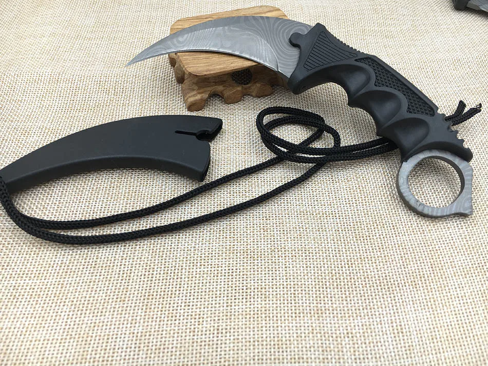 CS GO нож Коготь Karambit для шеи с ножной Тигриный зуб настоящий игровой дамасский