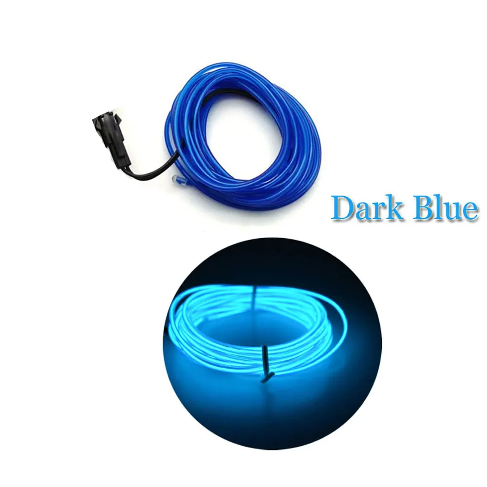 Dark Blue LED 1 м 2 м 3 м 4 м 5 м Неон LED EL провода кабеля лампы накаливания свет шнура трубки Авто салона Молдинги украшения - Название цвета: Dark Blue