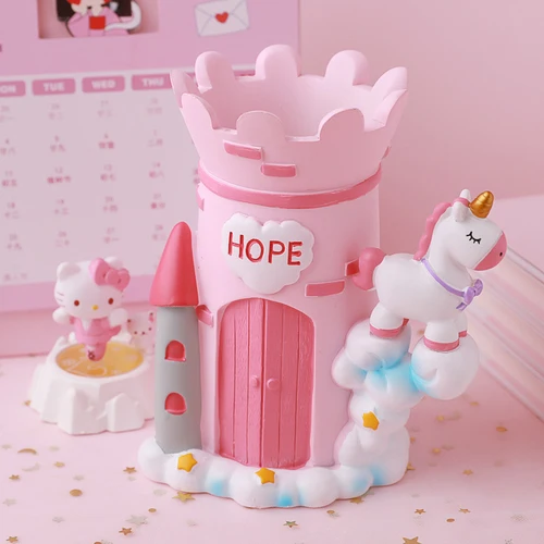 pink Kawaii Смола Розовый Голубой Единорог ручка держатель Прекрасный Мода Ins стол Коллекция набор для девочек и мальчиков канцелярские принадлежности подарок - Цвет: pink