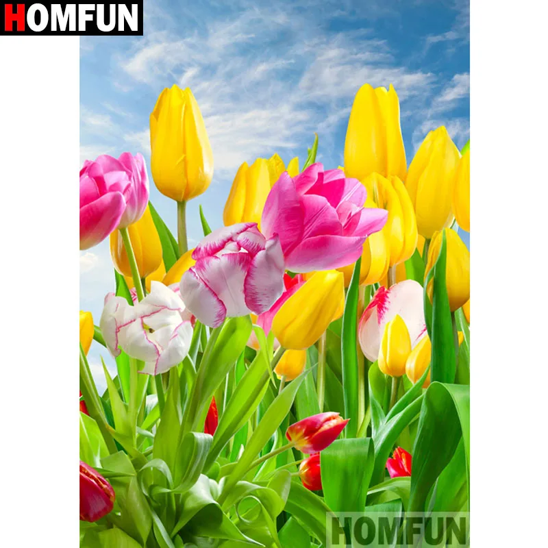 

HOMFUN Full Square/Round Drill 5D DIY Diamond Painting "Colored flower" 3D Diamond Embroidery Cross Stitch Home Decor A18909