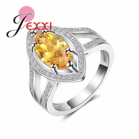 charming shuttle 925 sterling silver ring yellow zircon popular hollow ring for women party engagement unique gift