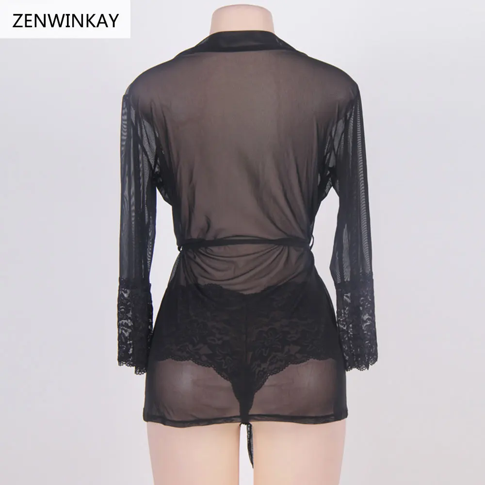 Женская Прозрачная сорочка с длинным рукавом сексуальная ночная рубашка размера