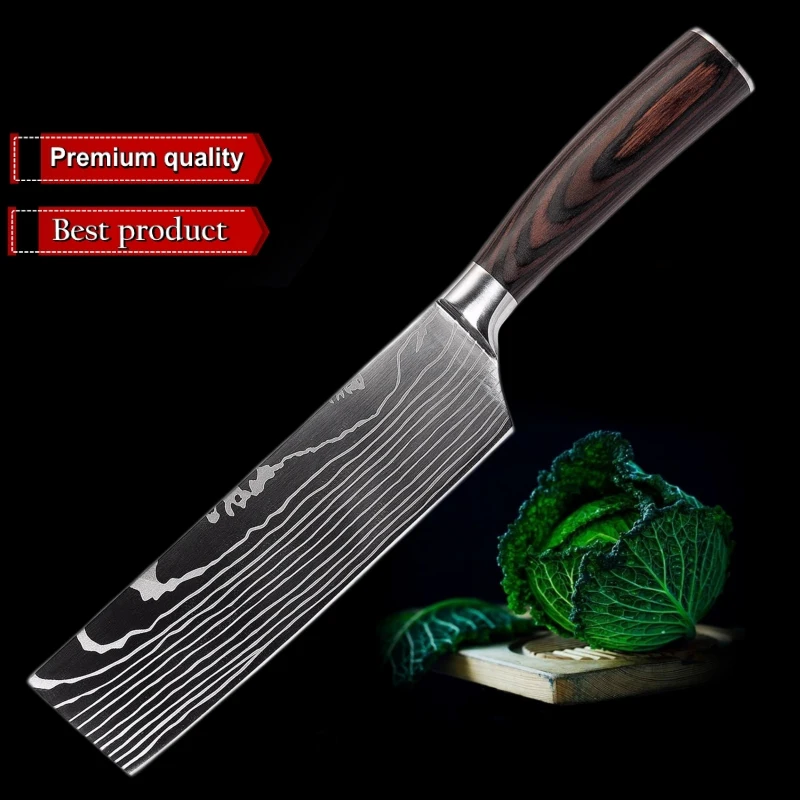 Профессиональный 7-дюймовый нож Nakiri из японской нержавеющей стали шлифовальный