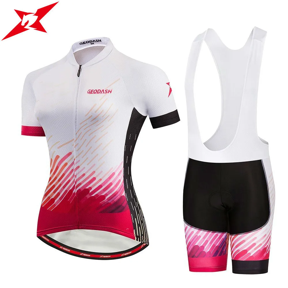 GEODASH New Ciclismo High Quality Anti-Pilling Quick Dry GEL Pad Cycling Jersey Women Bib Set G021 | Спорт и развлечения