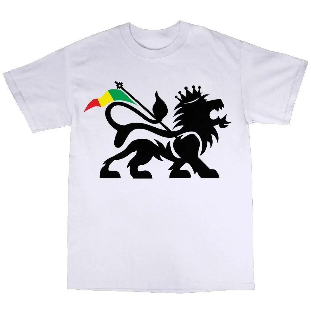 Раста растафарян футболка Leon 100% хлопок Haile Selassie Rastafari дешевые оптовые футболки