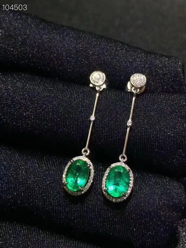 

Fashion round Slub Line natural green emerald gem earrings Natural gemstone earrings S925 silver female party gift fine jewelry