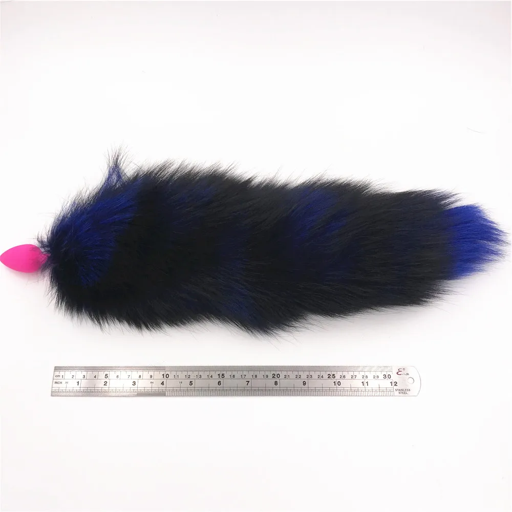 Blue And Black Larger Fox Tail Fluffy Anal Plug Sex Toys Erotic Butt Products Toy for Woman Men Adult Games | Красота и здоровье