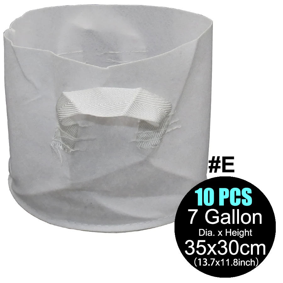 

MUCIAKIE 10PCS 1/2/3/5/7/10 Gallon White Garden Grow Bags with Double Handles Middle Thickness Plant Root Control Bags Planting