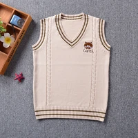 2017 new cute coffee puppy embroidery college style japan soft sister jk uniforms knitted vest