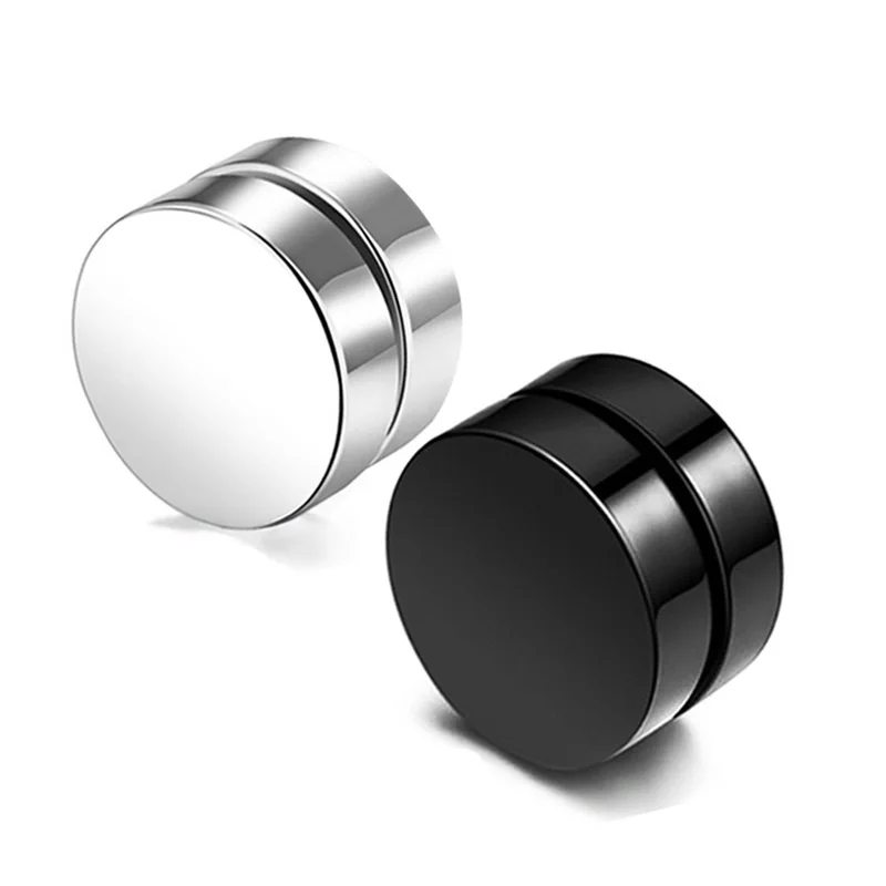 Punk Men Magnet Stainless Steel Ear Studs Earrings Black Woman Earings Without Piercing fashion 2021 Jewelry | Украшения и