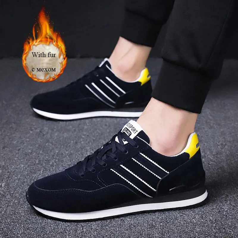 New Arrival Man Fashion Sports Natural Suede Shoes Males Leisure Travel Sneakers Plus Velvet Warm Men Soft Sole | Обувь