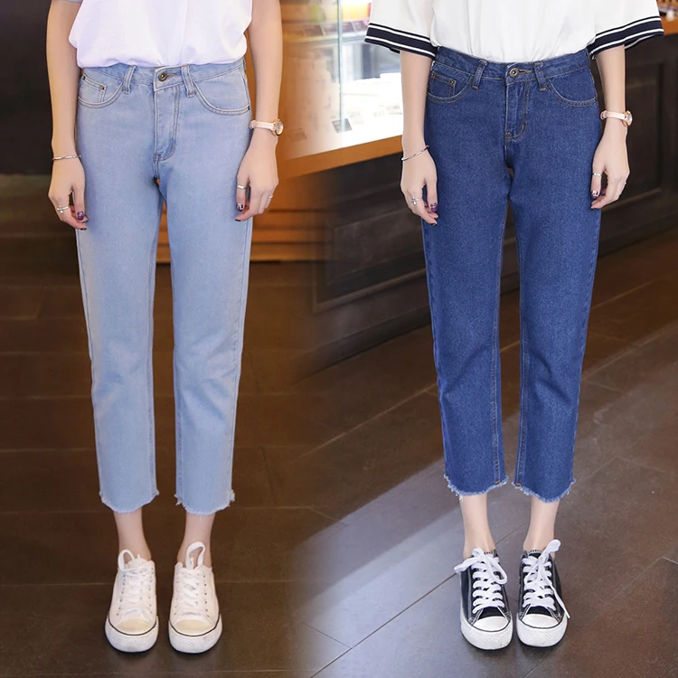 Летний стиль Для женщин джинсы печати девять Штаны обтягивающие карандаш Брюки