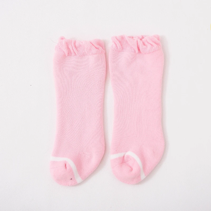 Носки высокого качества для маленьких девочек гольфы в полоску с бантиками