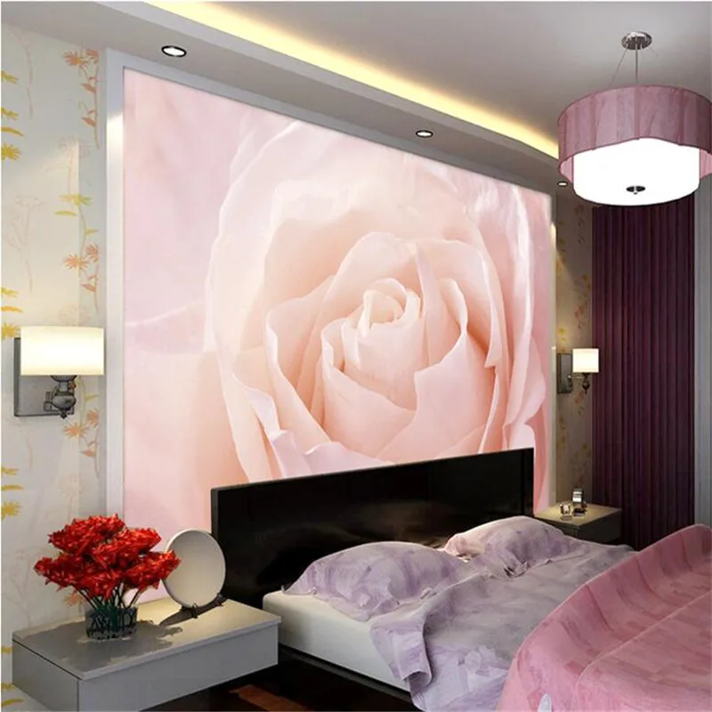 3D стерео обои с большой розовой розой гостиная диван спальня серебро ткань Fresco