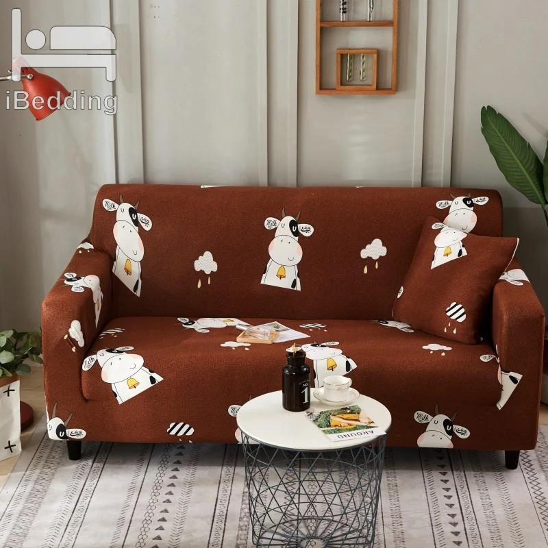 Эластичная Защитная крышка для дивана с рисунком коровы гостиной чехлов