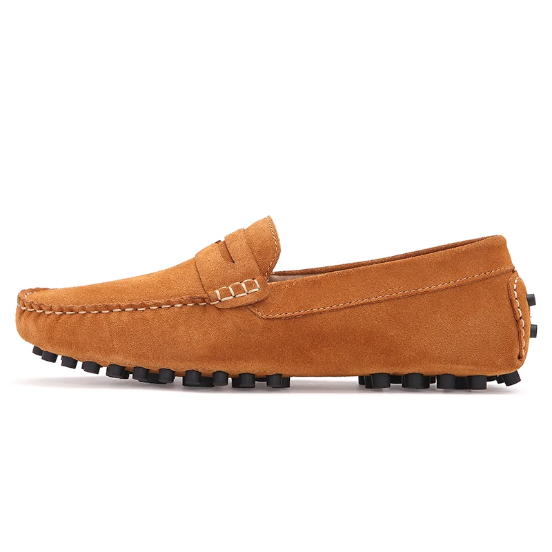 JKPUDUN Fashion Summer Spring Men Driving Shoes Loafers Suede Leather Boat Breathable Male Casual Plus Size 38-46 | Обувь