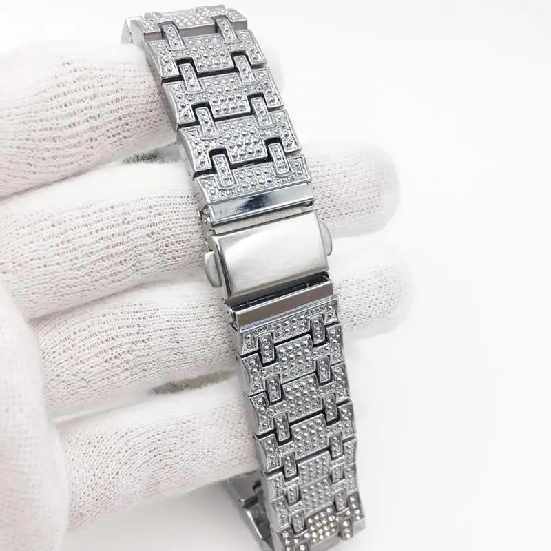 Шикарные бриллиантовые часы для мужчин Iced Out роскошные мужские s кварцевые часы мужские наручные часы серебро Нержавеющая сталь Relogio Masculino
