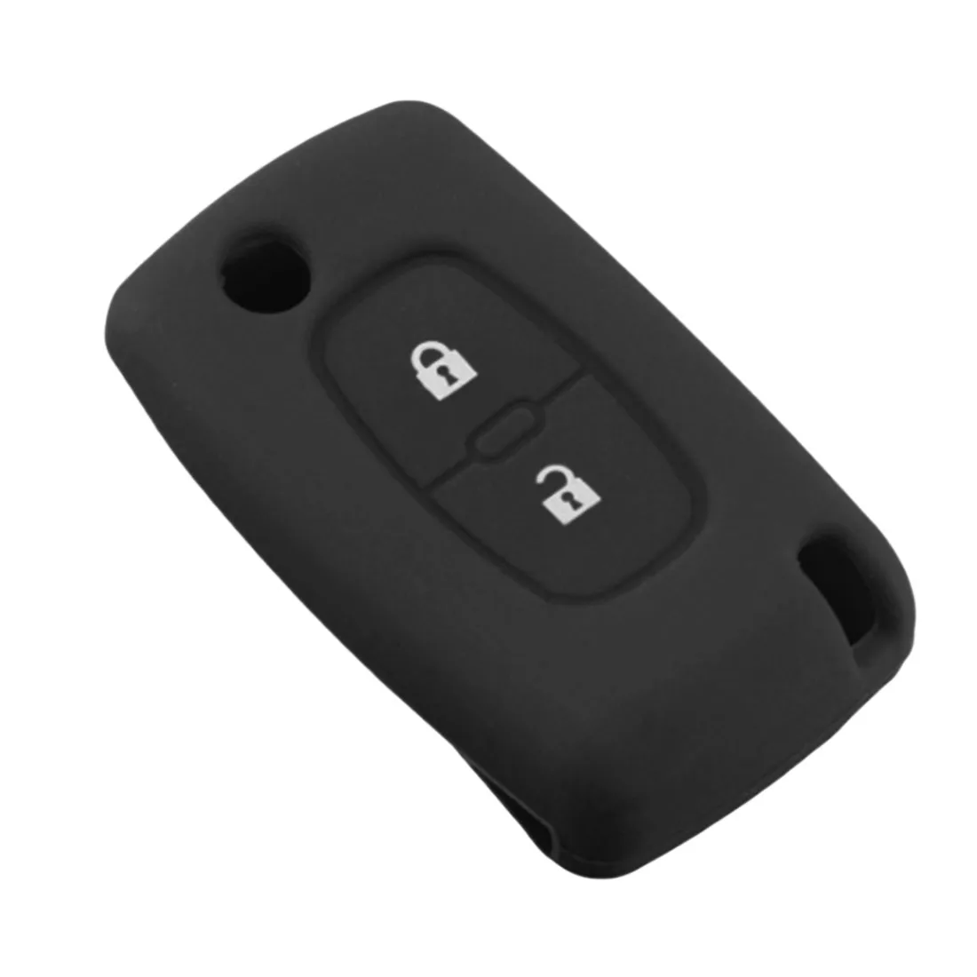 2 кнопки силиконовый чехол для ключей от машины для PEUGEOT 207 307 308 407 408 для Citroen C3 C4 C4L C5 C6 Защитная крышка - Название цвета: Black
