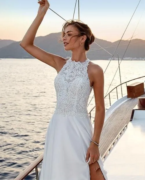 Сексуальное летнее пляжное свадебное платье Boho топ с кружевом новинка 2021 боковое