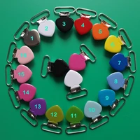 2019 new 1 25mm enamel heart shape suspender clips with plastic teethmetal pacifier clipgarment clips50pcs mix 16 colors