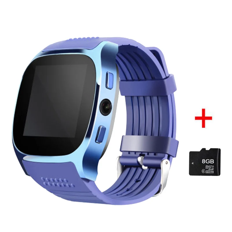 blue8Gb TORNTISC Смарт часы T8 часы телефон шагомер reloj часы inteligente телефон батарея поддержка SIM TF карта камера для Android - Цвет: blue8Gb