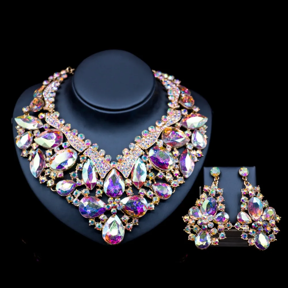 Lan palace boutique модные наборы колье шесть цветов ожерелье и серьги с австрийскими