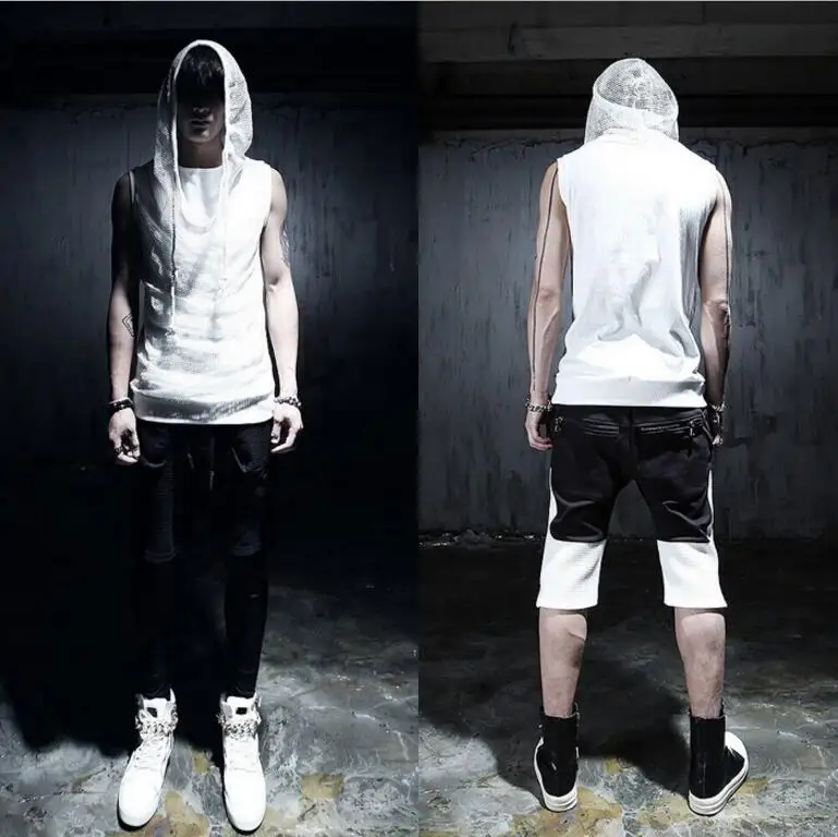 Новинка 2018 Мужская одежда модный костюм для парикмахера уличная футболка без