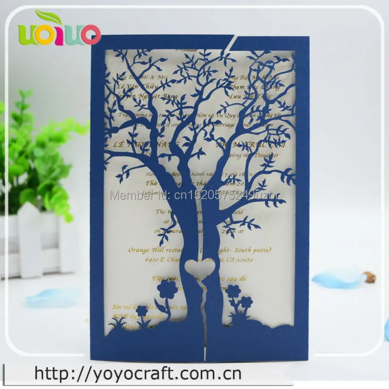 

Elegant hot for USA custom tree design any language printable laser cut lace wedding invitation cards cheap chinese invitations