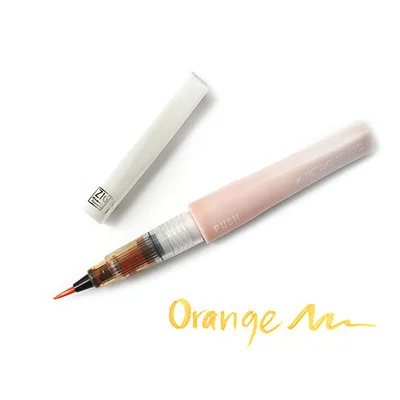 orange Японский kuretake цветной мигающий порошок мягкая кисть ручка головка Акварельная ручка пуля журнал ручка принадлежности для рисования маркер ручка - Цвет: orange