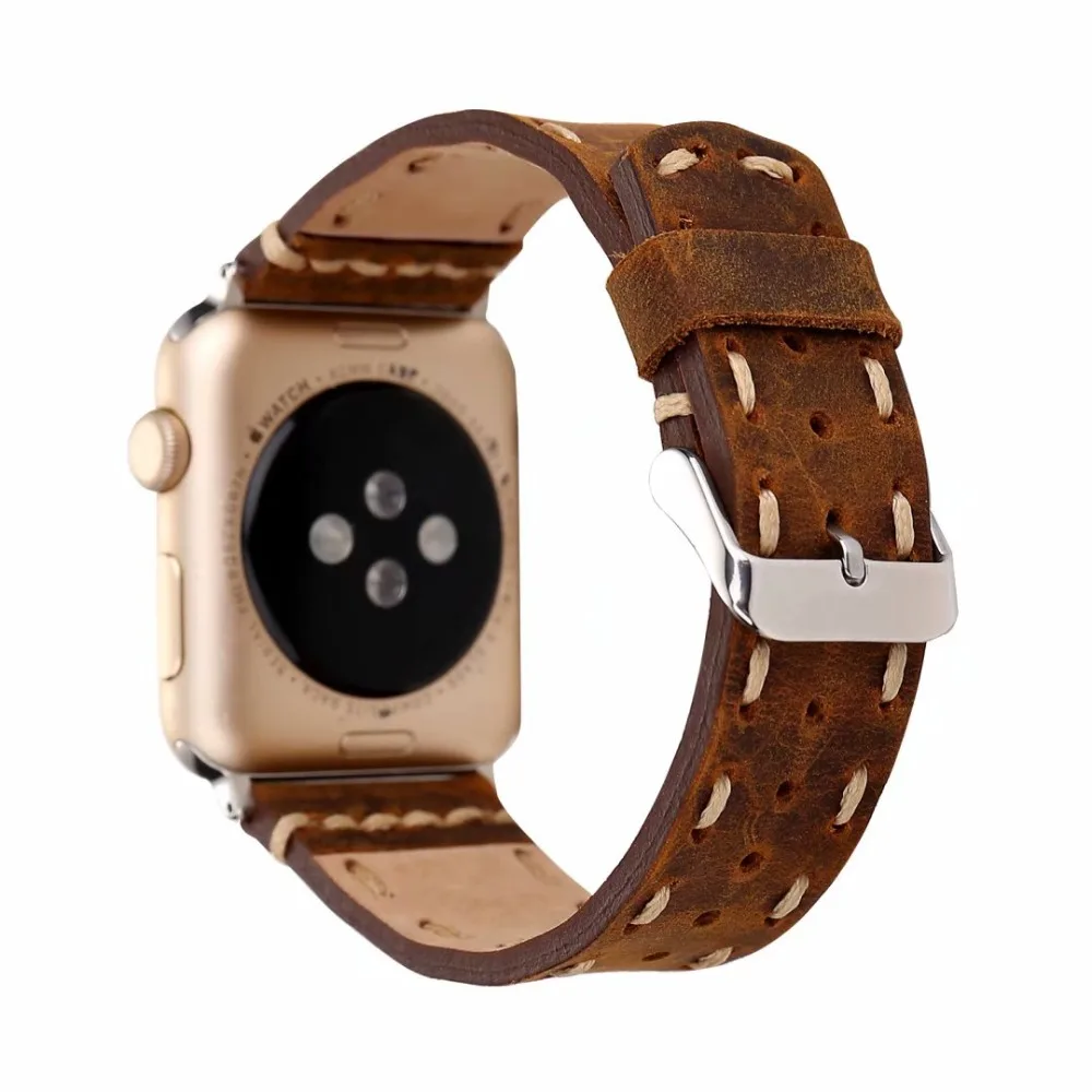 Кожаный ремешок ручной работы для apple watch series 4 3 2 1 сменный Браслет из мягкой кожи