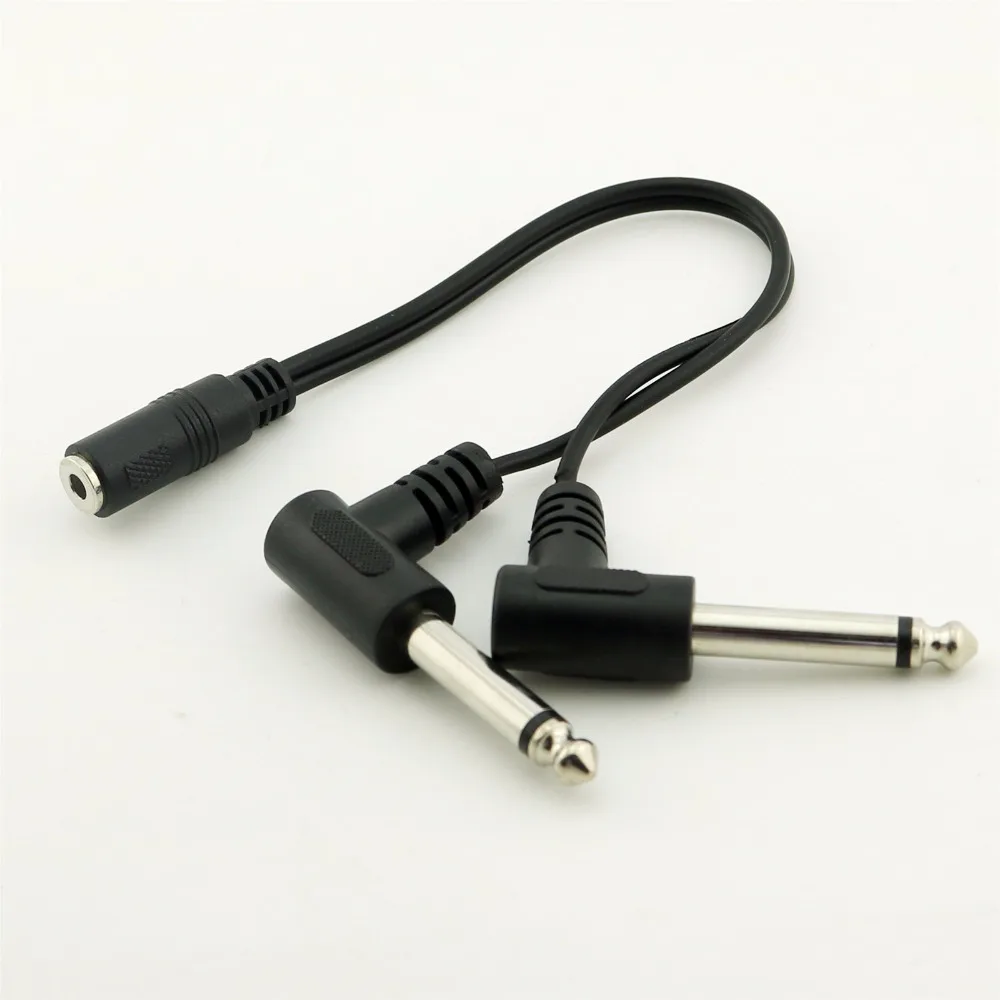 

10pcs 3.5mm Mini 1/8 inch TRS Stereo Female Jack to Dual 1/4 6.35mm Male Plug Mono TS Right Angle Audio Adapter Y Splitter Cable