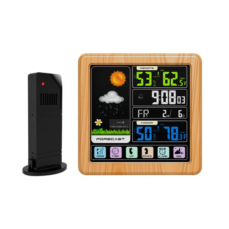 Indoor Outdoor Meter Weather Station Clock Color Screen Wireless Sensor Temperature Barometer Humidity | Дом и сад