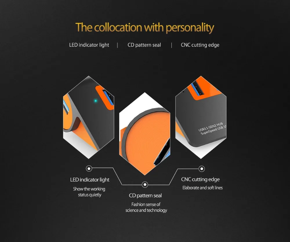 ORICO usb-хаб с 12V2. 5A адаптер питания 4 порта USB3.1 Gen2 концентратор 10 Гбит/с супер скорость алюминиевый сплав концентратор для Macbook Pro