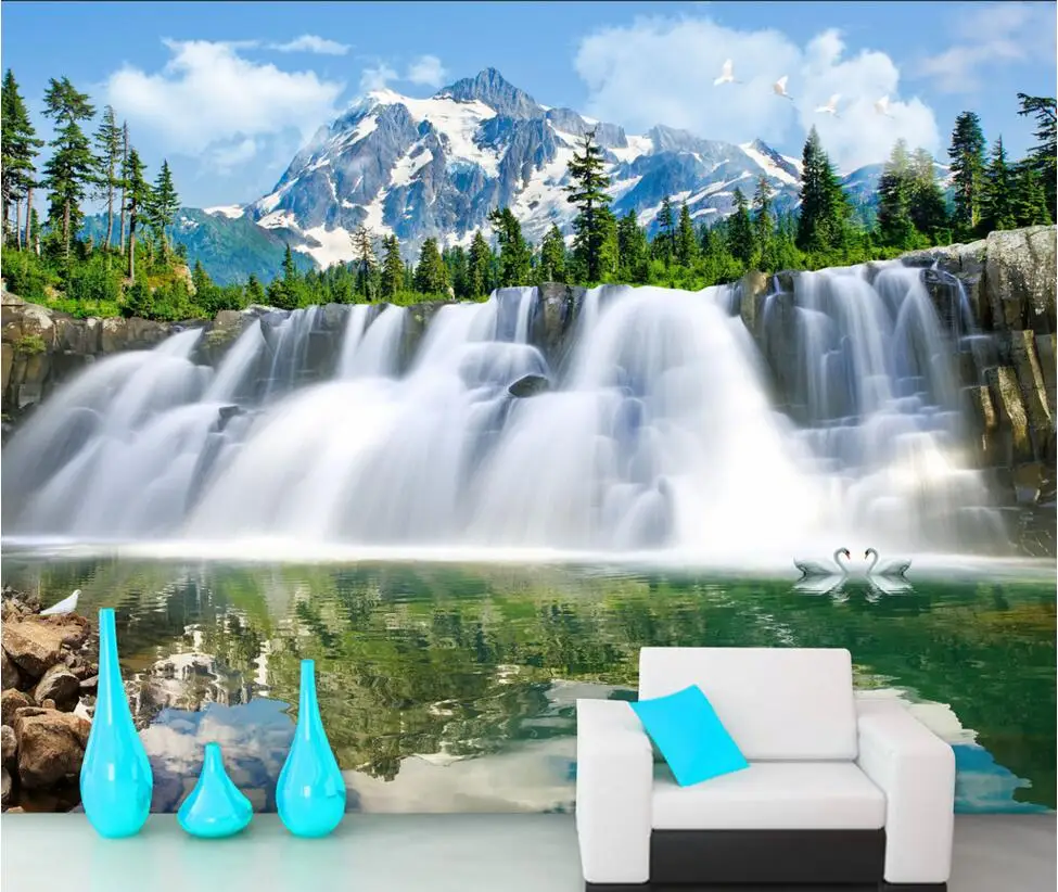 

3d wallpaper custom photo non-woven mural Snow falls under the waterfall room painting 3d wall murals wallpaper for walls 3 d