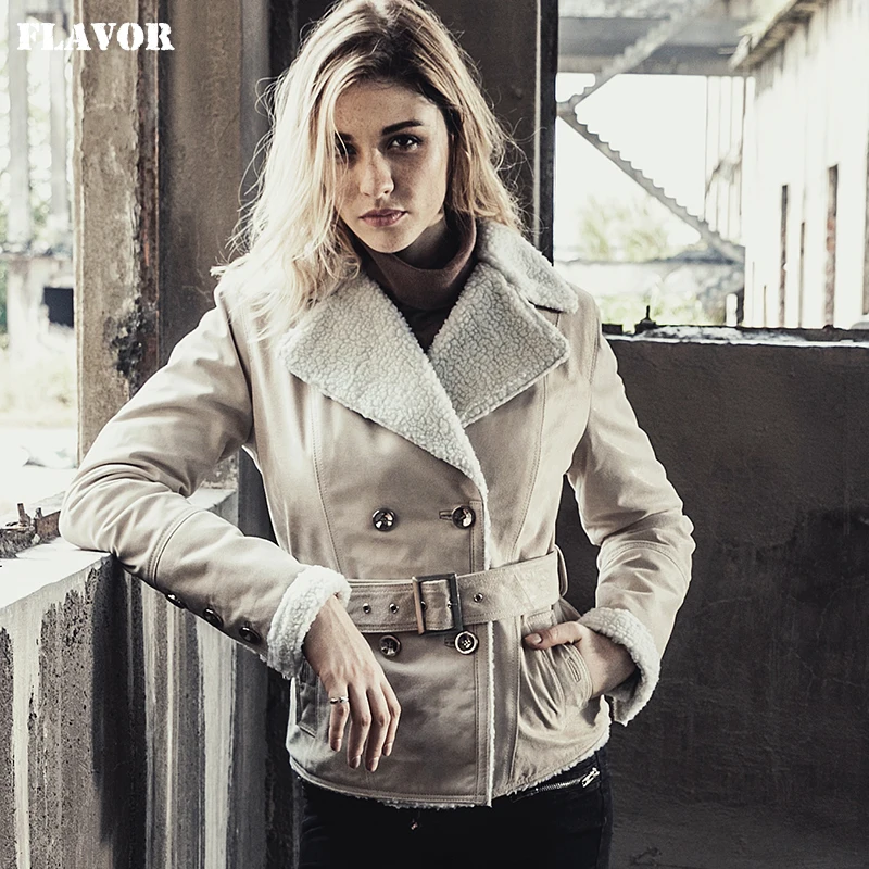 Новинка 2017 зимняя теплая куртка из натуральной кожи тренчкот искусственного