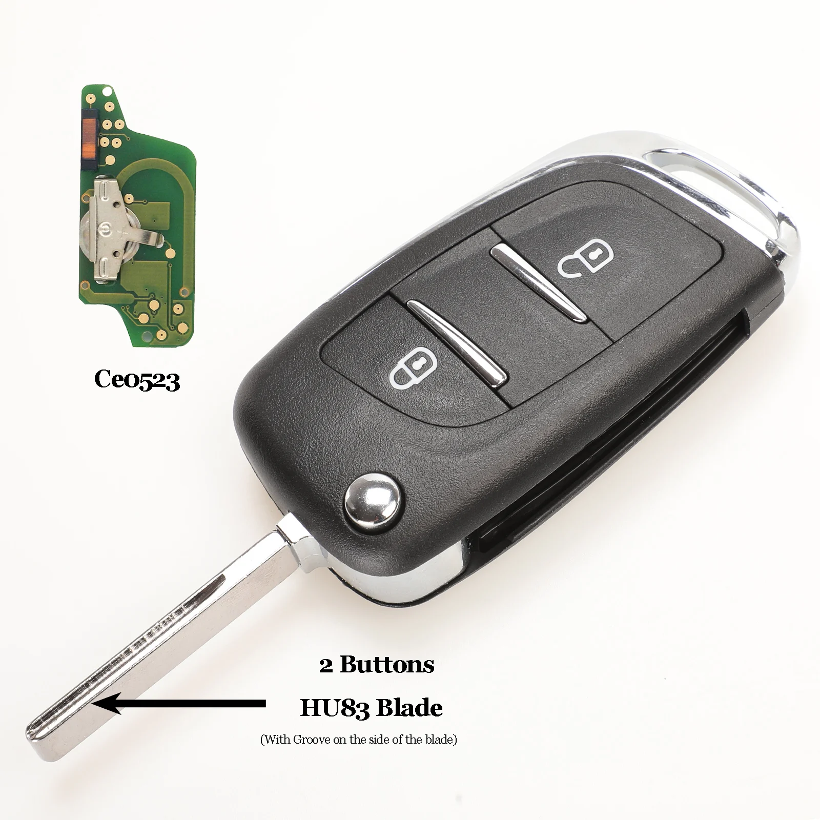 HCA 2 Butotns jingyuqin Ce0523 ASK/FSK 2/3 Button Remote Car key For Citroen C2 C3 C4 C5 433Mhz ID46 Modified Flip Folding Car Key Control - Цвет: HCA 2 Butotns