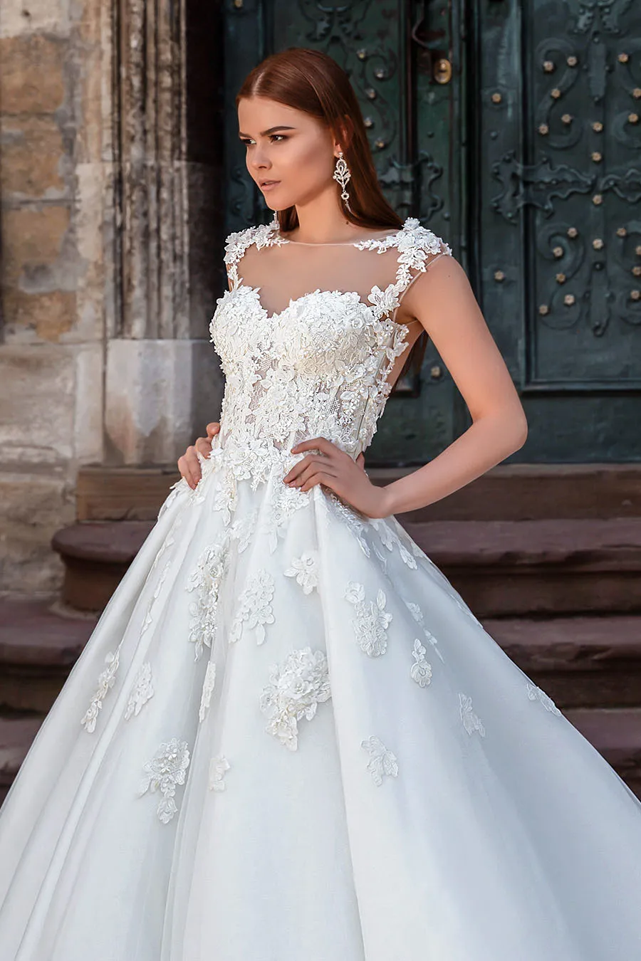 2016 Роскошные Свадебные Платья Vestido Де Novia Sexy Спинки С Коротким Рукавом Аппликации