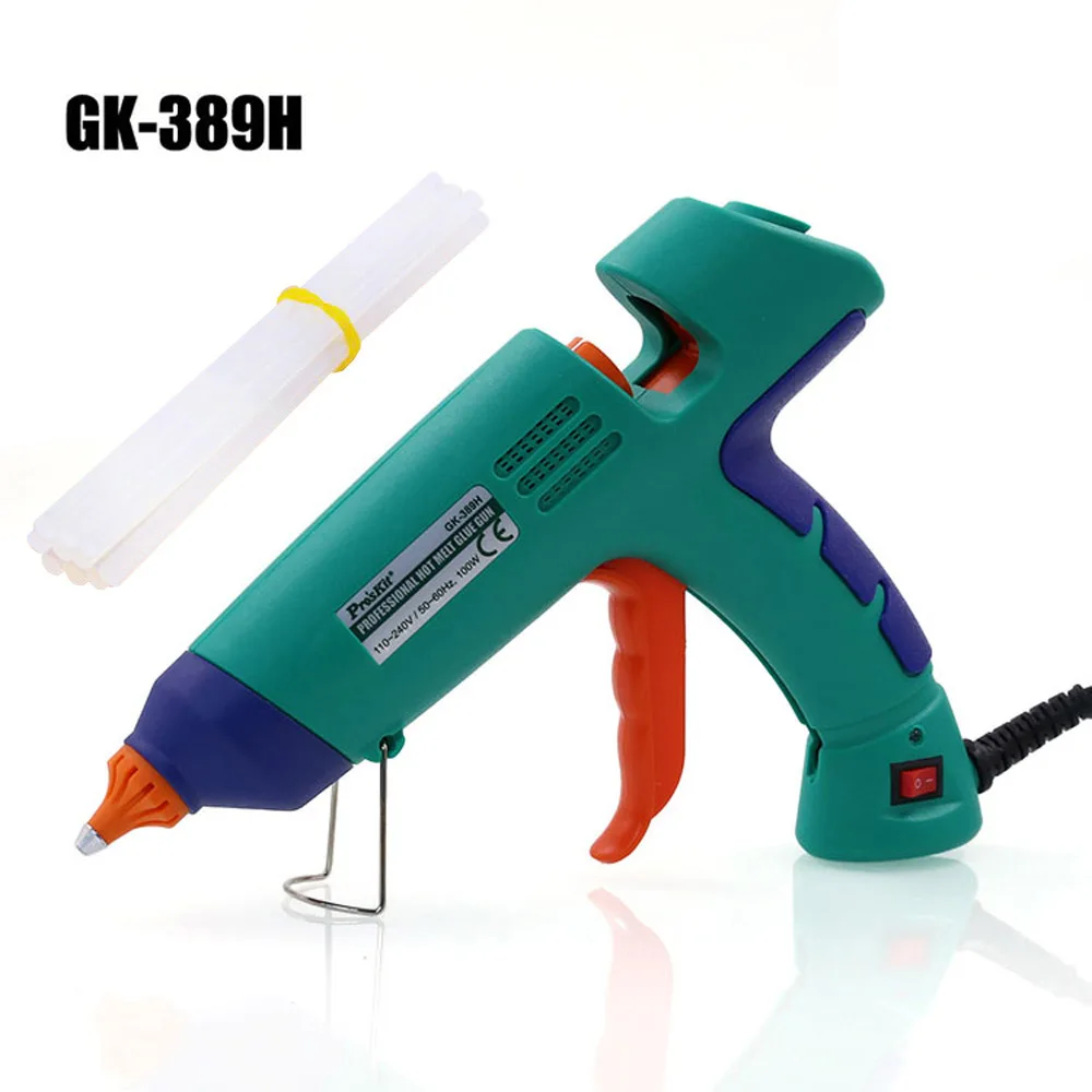 Pro'sKit GK-389H/390 H Профессиональный 80 Вт 100 Вт термоклеевой пистолет Электроинструмент+ 10 шт. клеевые палочки Быстрый расплав клеевой пистолет ручные инструменты - Цвет: GK-389H