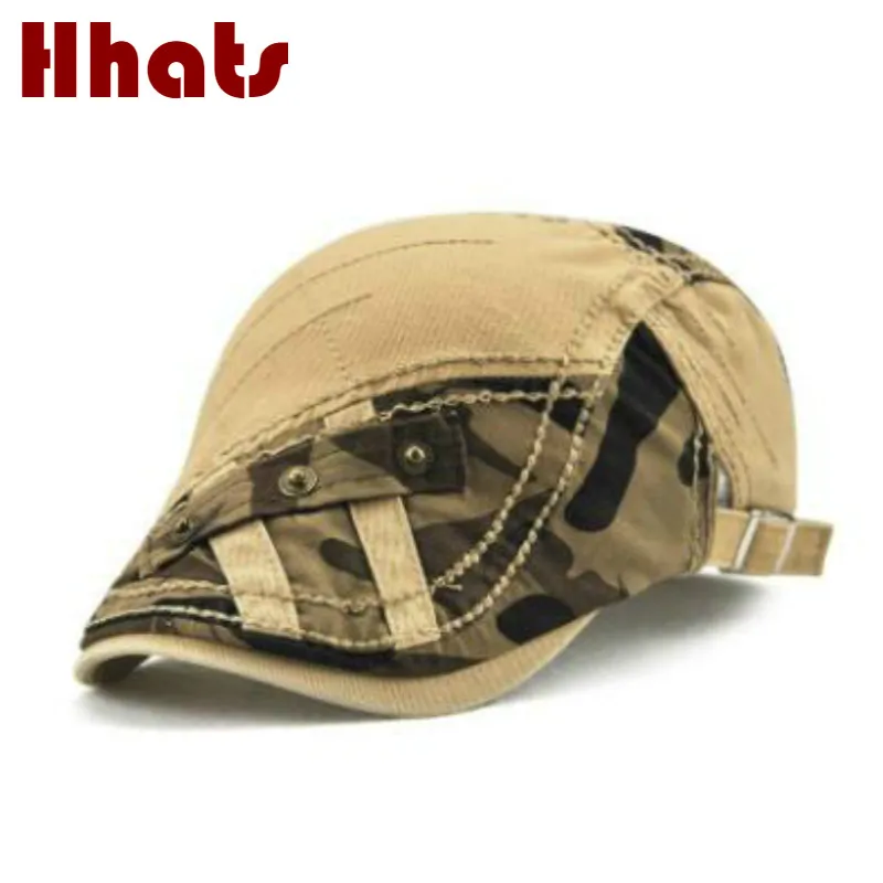 

Adjustable Summer Camo Boina Cotton Ivy Flat Cap Men Retro Cabbie Vintage Beret Hat Newsboy Style Peaked cap