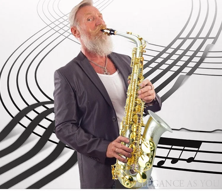 Белый латунный саксофон, играющий падающую мелодию E/F SAX alto Eb Sax, Профессиональный альт саксофон, Бесплатный саксофон чехол