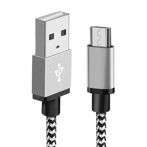 Серебристый Кабель Micro USB с нейлоновой оплеткой 0,2 м 1 м 2 м 3 м а для быстрой зарядки и синхронизации данных кабели Microusb для мобильных телефонов samsung Xiaomi Android - Цвет: Серебристый