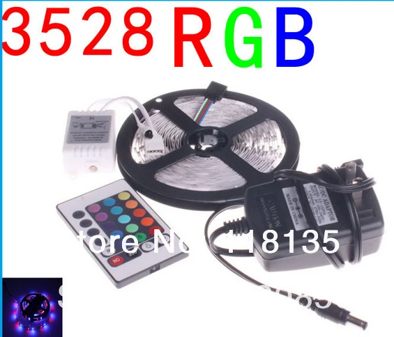 RGB LED Strip Light SMD3528 DC 12V Flexible 60LED/m 5m Power Adatpter Remote ControllerReceptor | Лампы и освещение