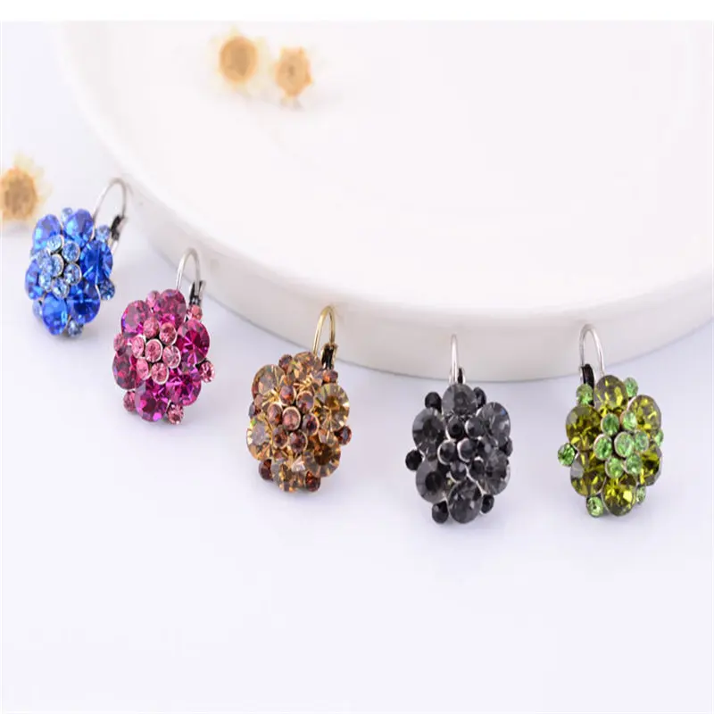 LUBOV 7 Colors Lady Colorful Beads Lucky Rhinestones Gold Silver Ethnic Clip On Earrings For Women And Girls Statement Jewelry | Украшения