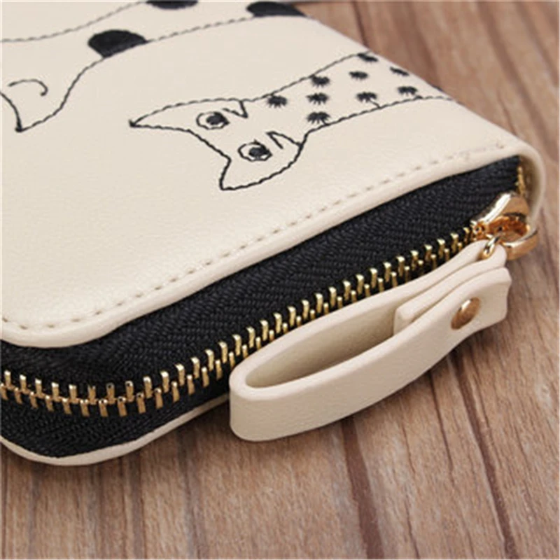 Женский Длинный кошелек с мультяшным котом милый на молнии отделением для карт