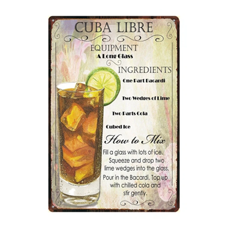 [Kelly66] Коктейль Lounge Mai Tai Margarita GIN FIZZ металлический знак оловянный плакат домашний Декор Бар настенная живопись 20*30 см размер Dy67 - Цвет: Dd-1015