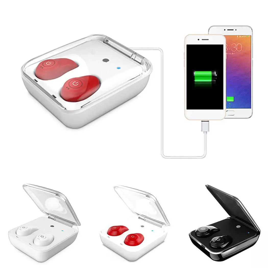 Portable Bluetooth 4.2 Wireless Mini Binaural Sports Headset with Charging Compartment | Электроника