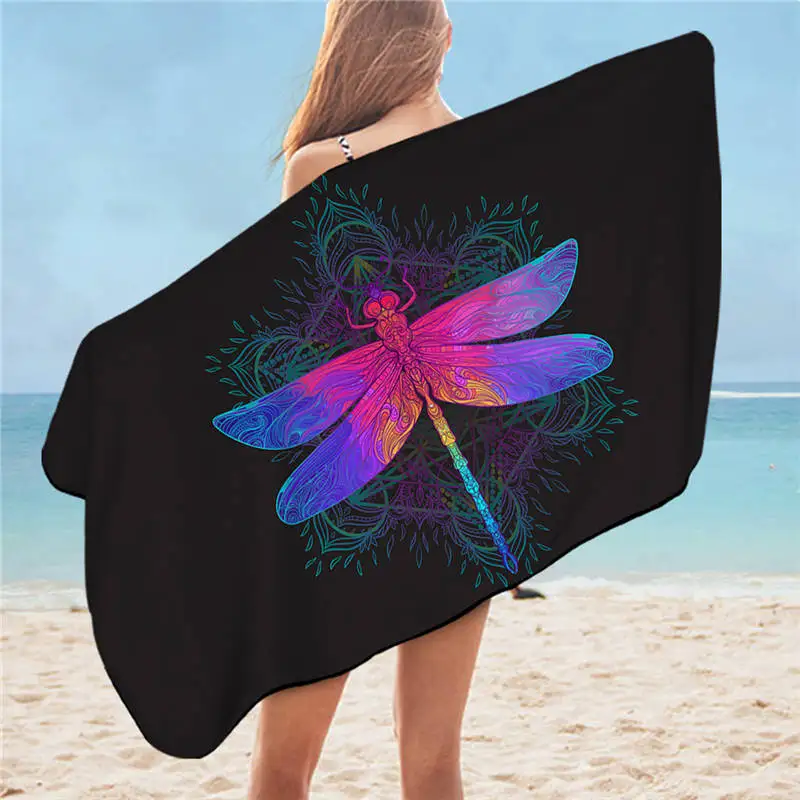 Dragonfly2 Постельное белье Outlet Стрекоза банное полотенце из микрофибры Мандала полотенце для пляжа путешествий для взрослых с принтом насекомых полотенце для душа красочное полотенце - Цвет: Dragonfly2