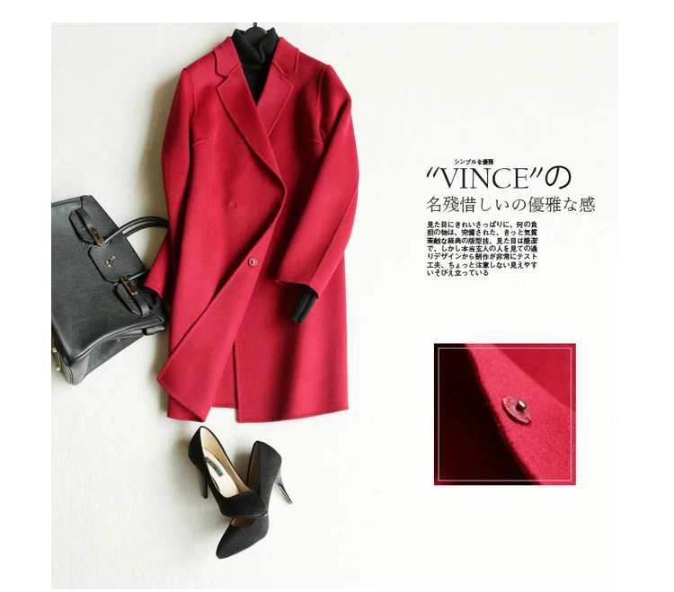 Специальное предложение, двухстороннее шерстяное женское модное пальто средней длины, приталенное пальто, 6 цветов, S36-2XL/44