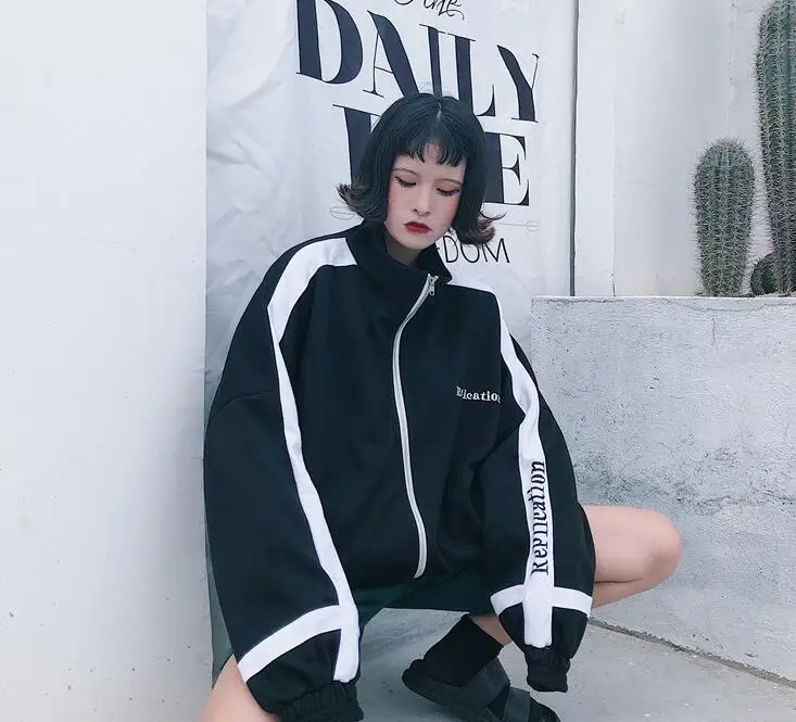 Куртки женские свободные шикарные корейский стиль Harajuku женская одежда повседневная простая универсальная с длинным рукавом Модная белая Лоскутная Повседневная